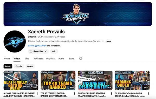 Xaereth Prevails - SWGoH YouTube