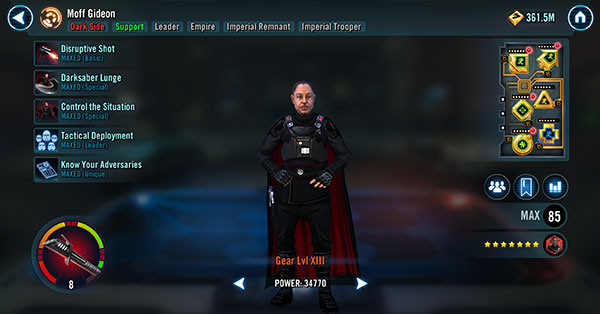 Moff Gideon mods - SWGoH