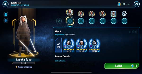 Galactic Legend Ahsoka Tano event - SWGoH